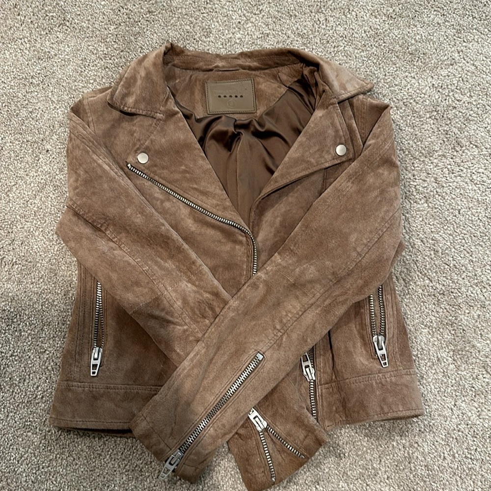 Tan suede moto jacket - Picture 3 of 5